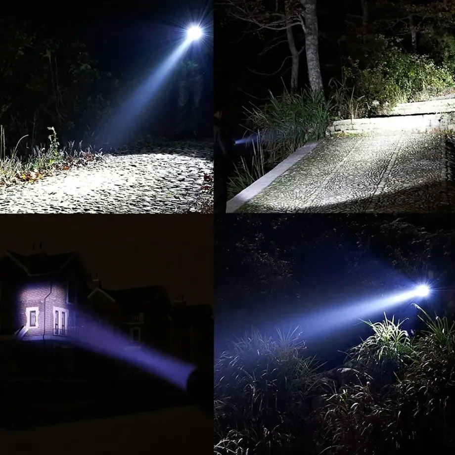 Výkonná LED svítilna pro kempování s 5 režimy svícení a zoomem