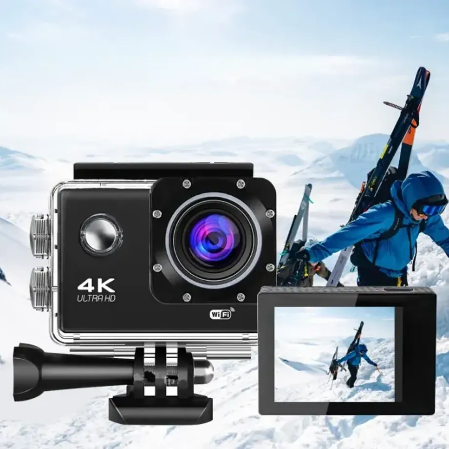 Akční kamera 4K30FPS: Ultra HD záběry i pod vodou, voděodolná, pro outdoorové sporty, s Wi-Fi a 32GB paměťovou kartou