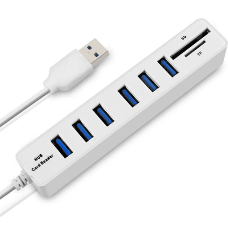 Vysokorychlostní rozbočovač USB HUB 2 v 1 Čtečka karet SD - 2 barvy