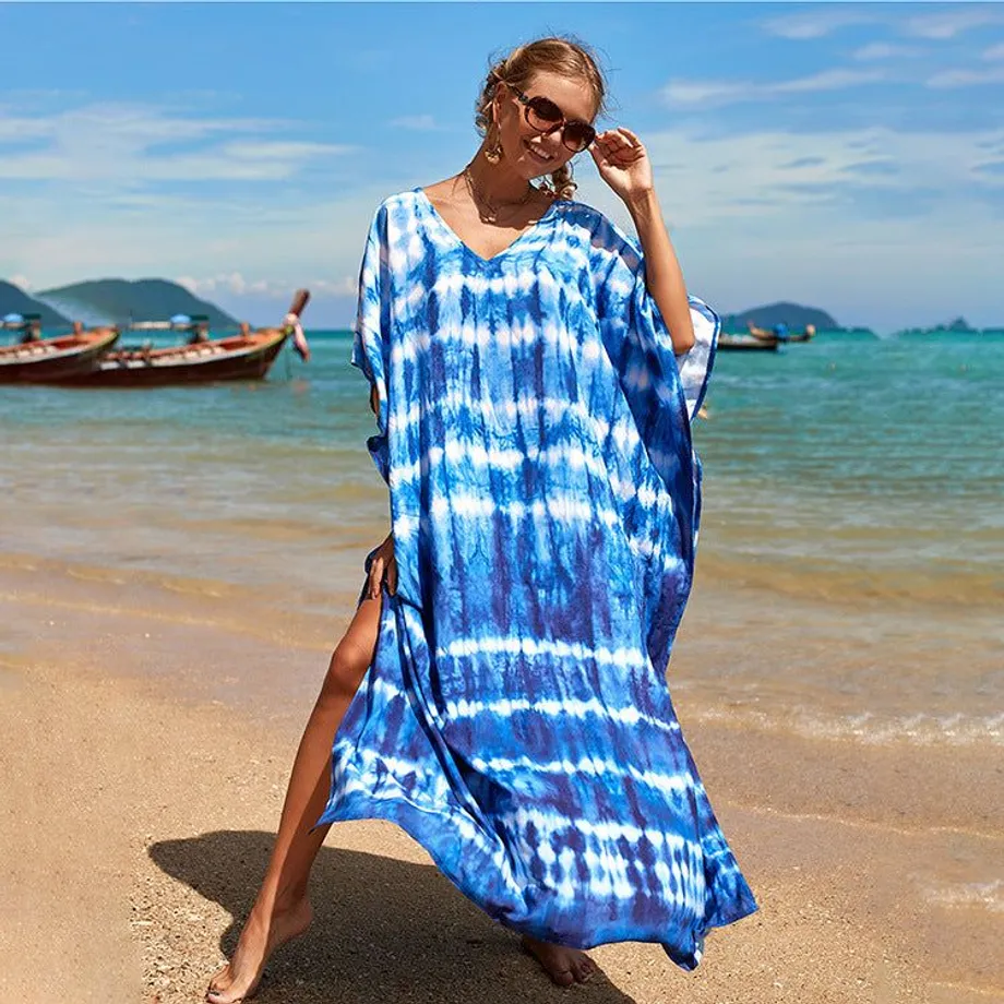 Nové bavlněné polohování Etnický vítr tisk Beach Cover-ups