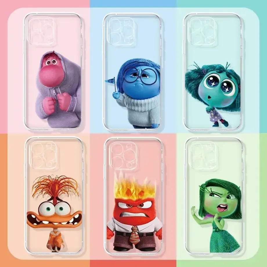 Transparentní kryt na telefony iPhone s motivy postav z pohádky V hlavě 2 - Inside Out 2