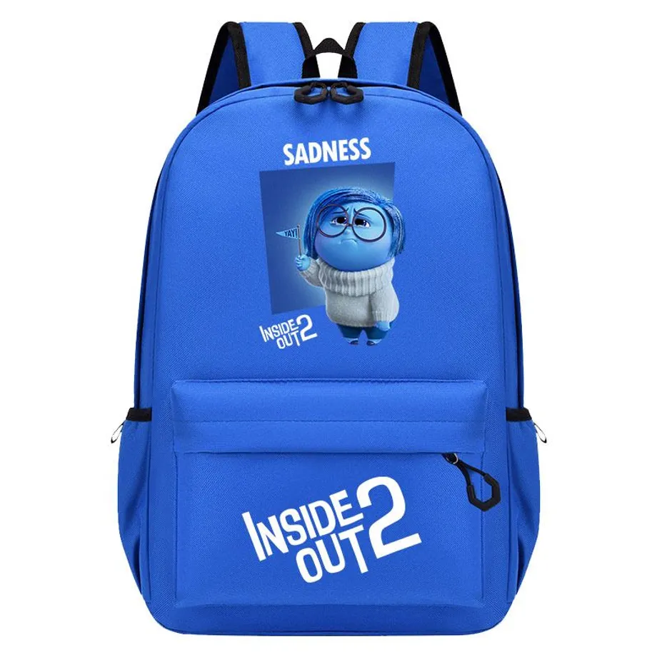 Jednobarevná školní taška s postraními kapsami s potisky V hlavě 2 - Inside Out 2