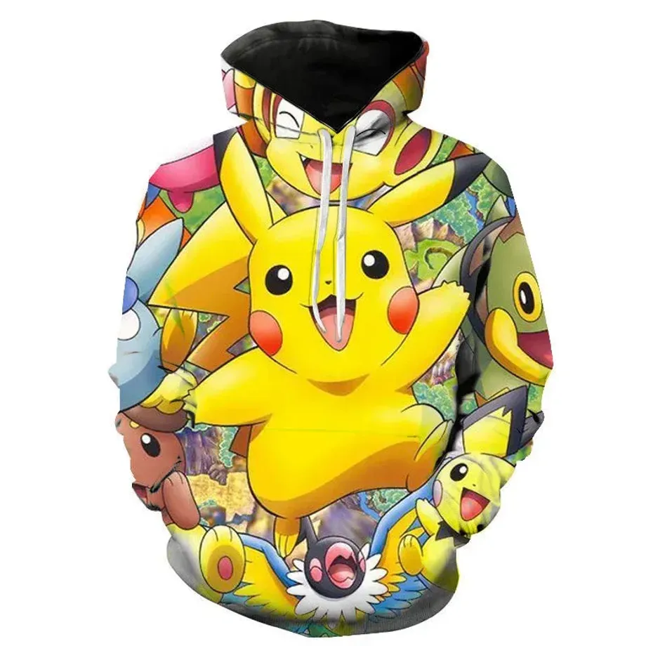 Stylová unisex mikina s klokánkou a potiskem Pokémon Pikachu