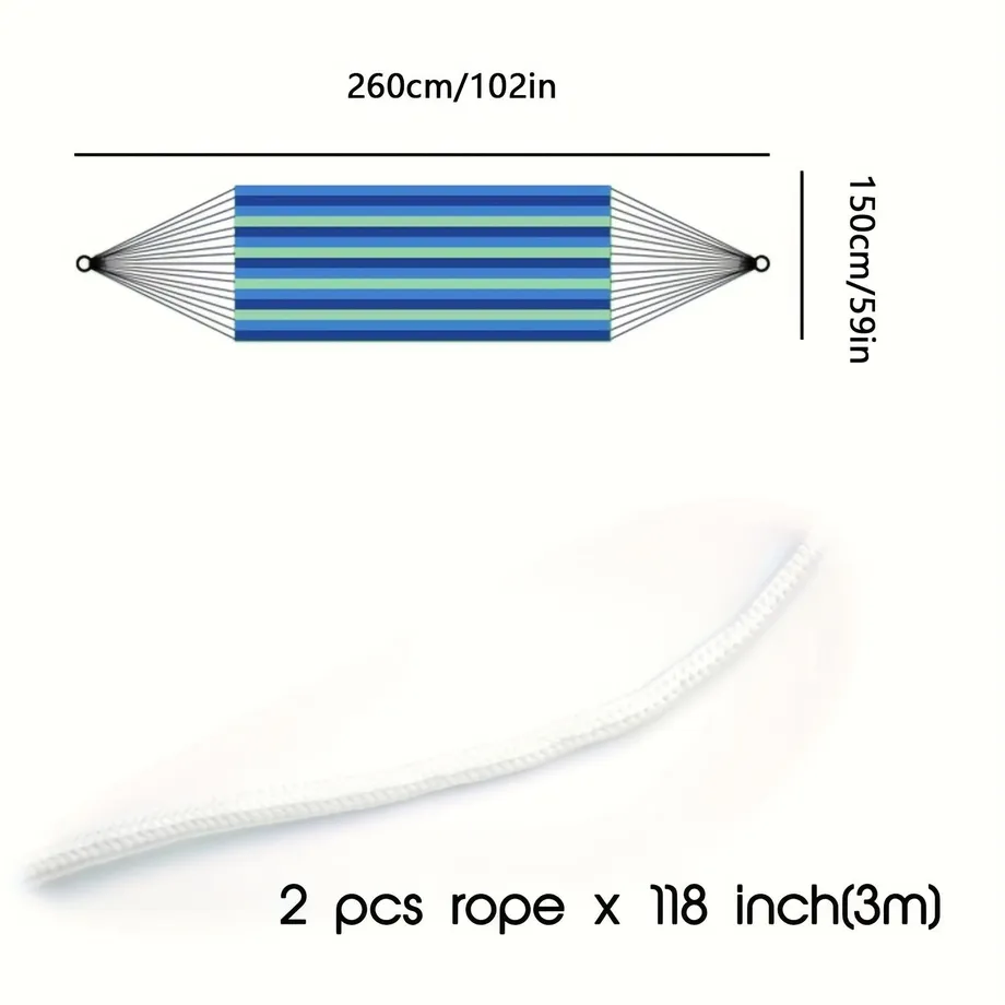 Barevná pruhovaná kempingová houpací síť - Přenosná dvoumístná houpací síť