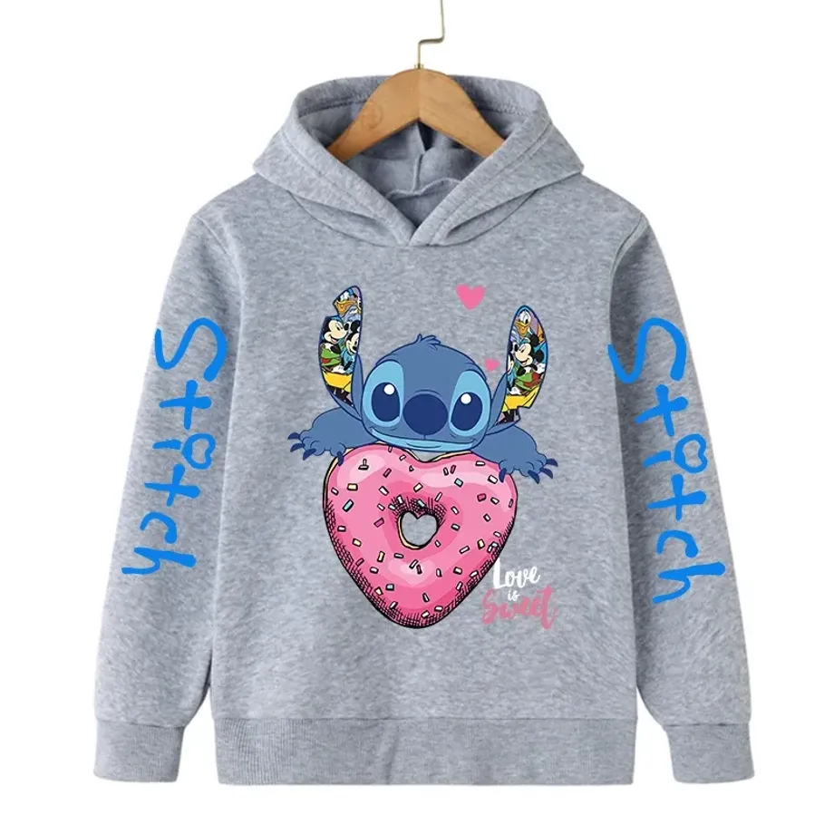 Dětská mikina s kapucí a roztomilým potiskem Stitch