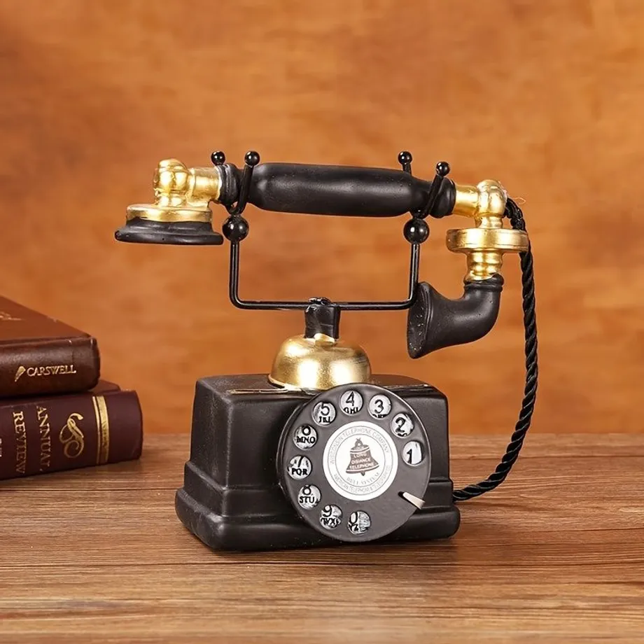 Retro telefonní dekorace z pryskyřice, Umělecké řemeslo, Model rekvizit do baru, Dekorace na knihovnu, Domácnost, Obývací pokoj, Kancelář, Skříňka