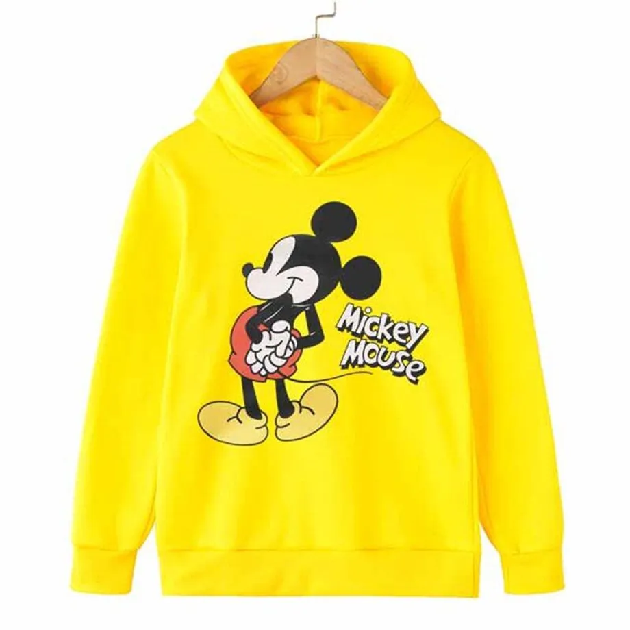 Dětská stylová mikina s kapucí a pohádkovým potiskem Mickey a Minnie