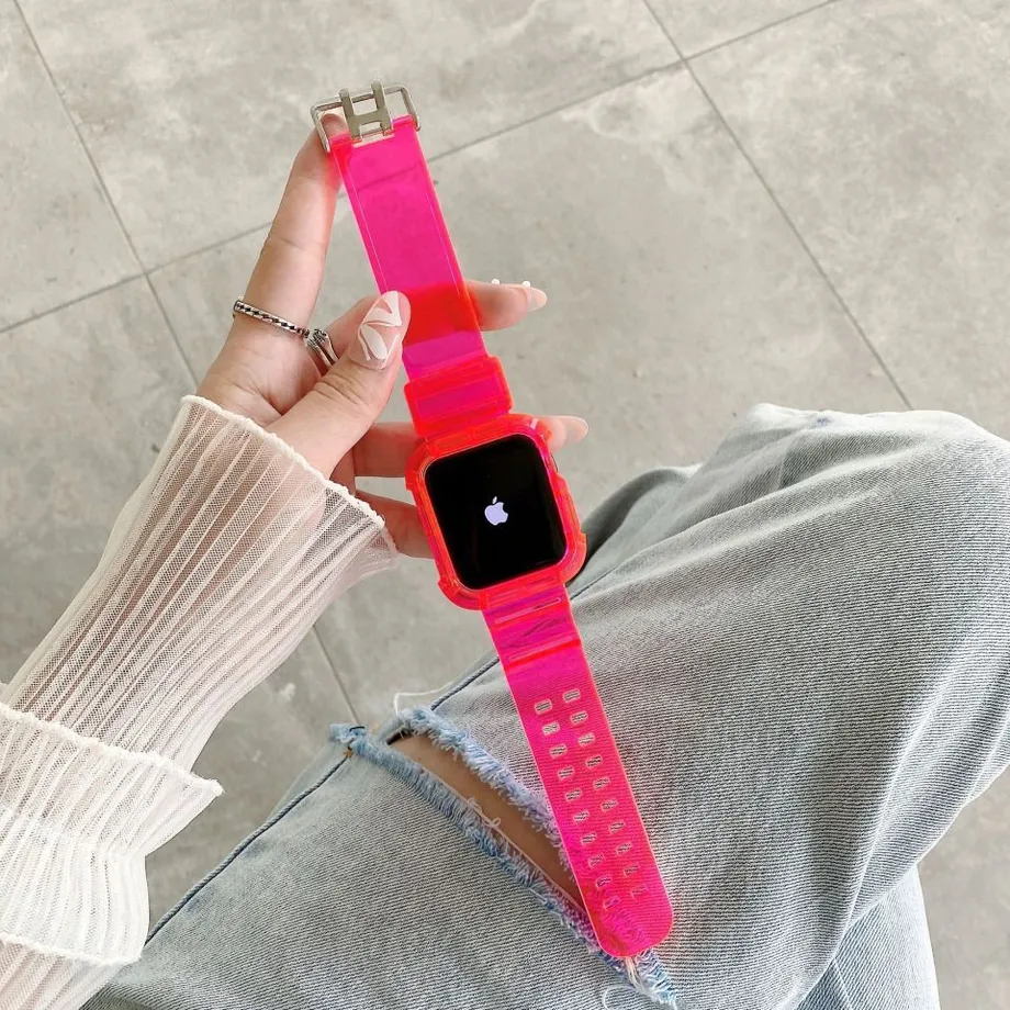 Ochranný transparentní řemínek s pouzdrem pro Apple Watch hodinky