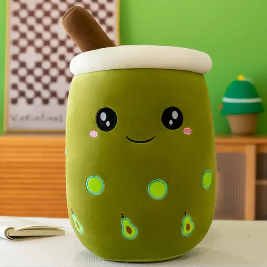 Plyšový polštářek Bubble Tea s tapiokovými perlami