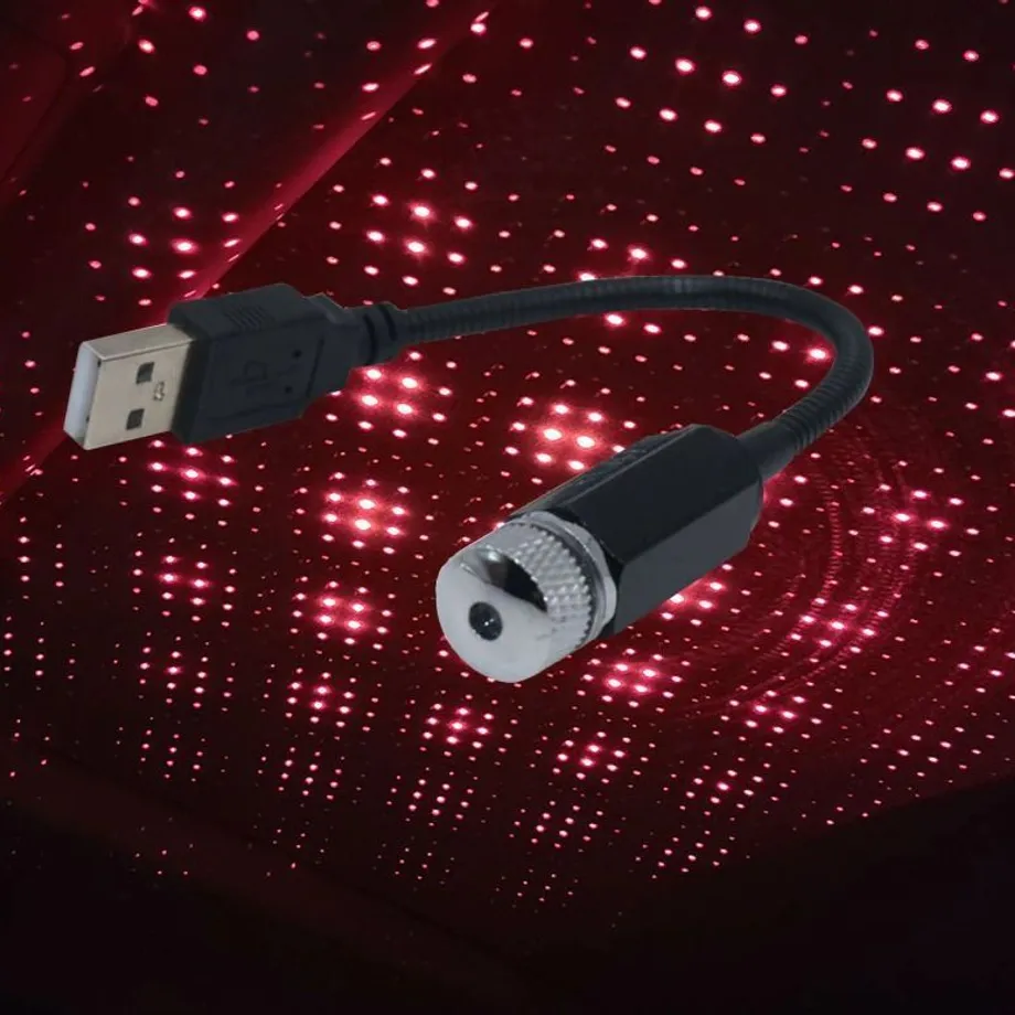 LED USB projektor do auta - červená a fialová barva