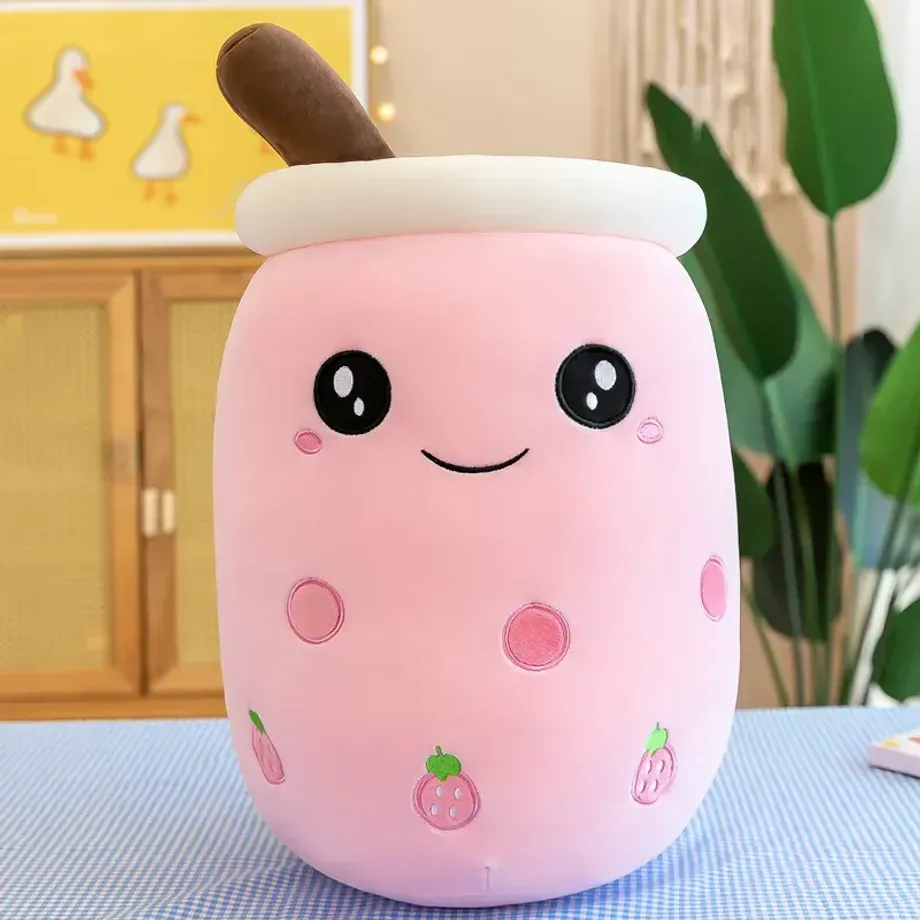 Plyšový polštářek Bubble Tea s tapiokovými perlami