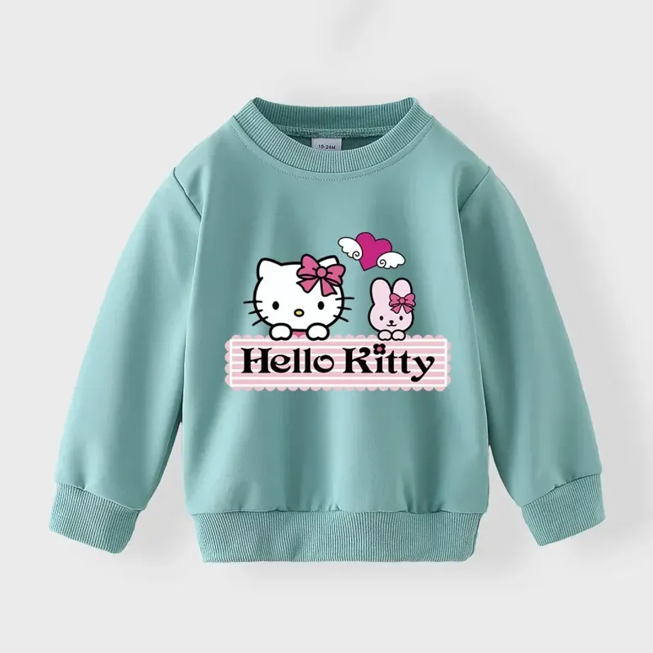 Dětská mikina s dlouhým rukávem, potiskem kočky Hello Kitty a v různých barvách