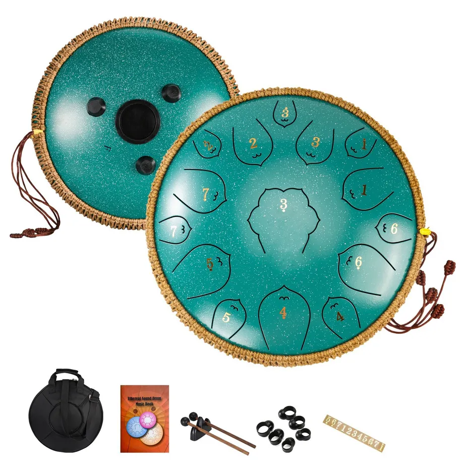 13 Steel Tongue Drum F Key Hanplate Perkusní Nástroj - Ideální Pro Hudební Výchovu, Koncerty, Duchovní Léčení, Jógu A Meditaci