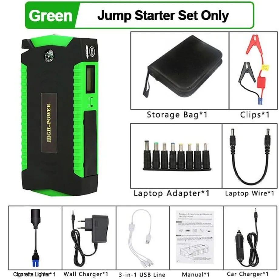 GKFLY Super Power Startovací zařízení 12V 600A Auto Jump Starter Vzduchové čerpadlo Kompresor pro benzín Diesel Autobaterie Booster