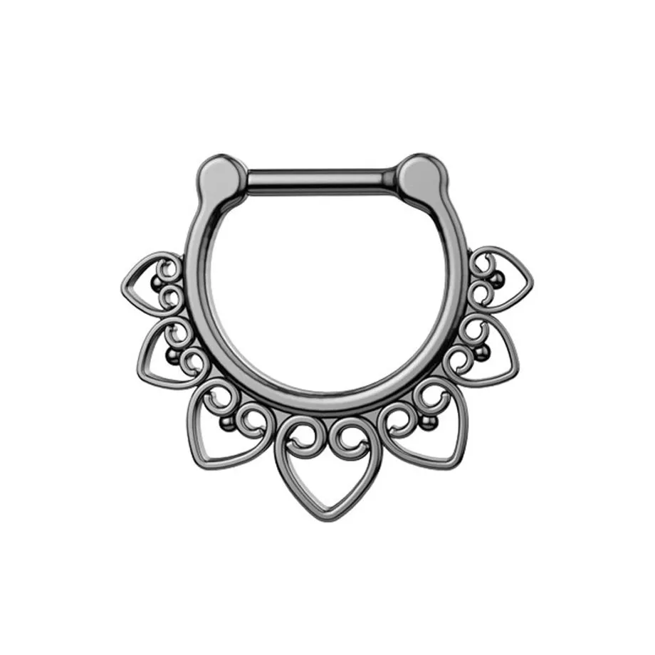 Septum designový piercing do nosu se zirkonem nebo hroty