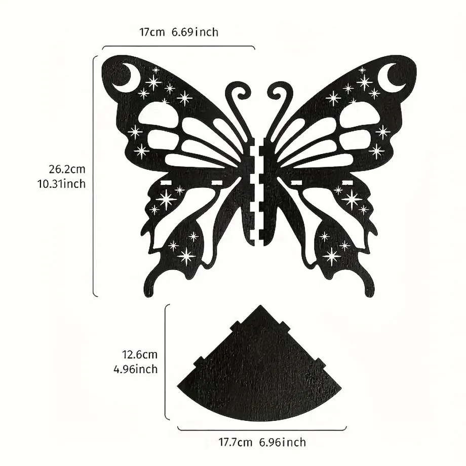 Cerný dřevěný police ve tvaru motýla