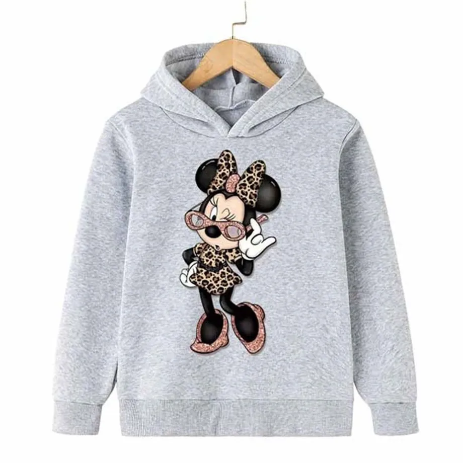 Dětská stylová mikina s kapucí a pohádkovým potiskem Mickey a Minnie