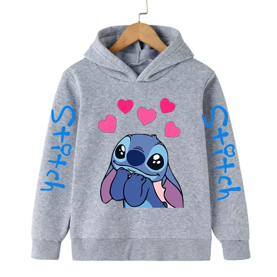 Dětská mikina s kapucí a roztomilým potiskem Stitch