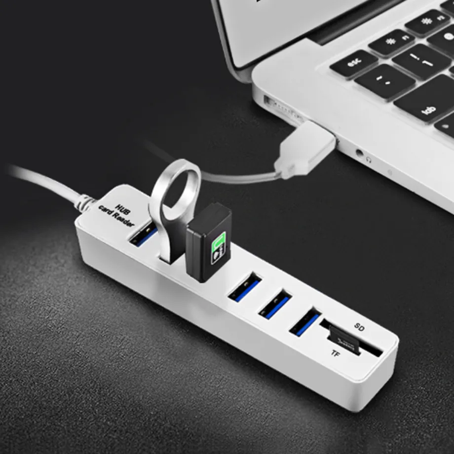 Vysokorychlostní rozbočovač USB HUB 2 v 1 čtečku SD karet - 2 barvy