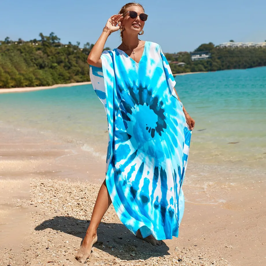 Nové bavlněné polohování Etnický vítr tisk Beach Cover-ups