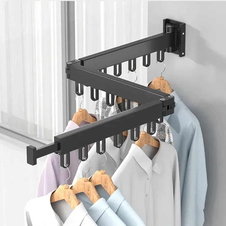 Retractable Cloth Drying Rack Folding Clothes Hanger Wall Mount Indoor Amp Outdoor Space Saving Home Laundry Clothesline