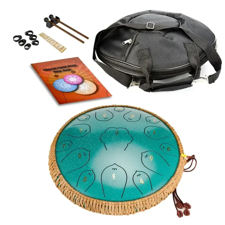 13 Steel Tongue Drum F Key Hanplate Perkusní Nástroj - Ideální Pro Hudební Výchovu, Koncerty, Duchovní Léčení, Jógu A Meditaci