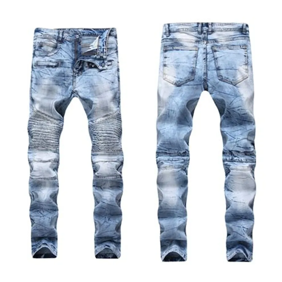 Pánské módní džíny Slim Fit Elastic Ripped Jeans