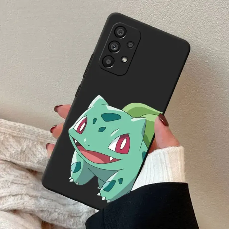 Trendy silikonový černý kryt s motivy oblíbených Pokémon pro telefony Samsung