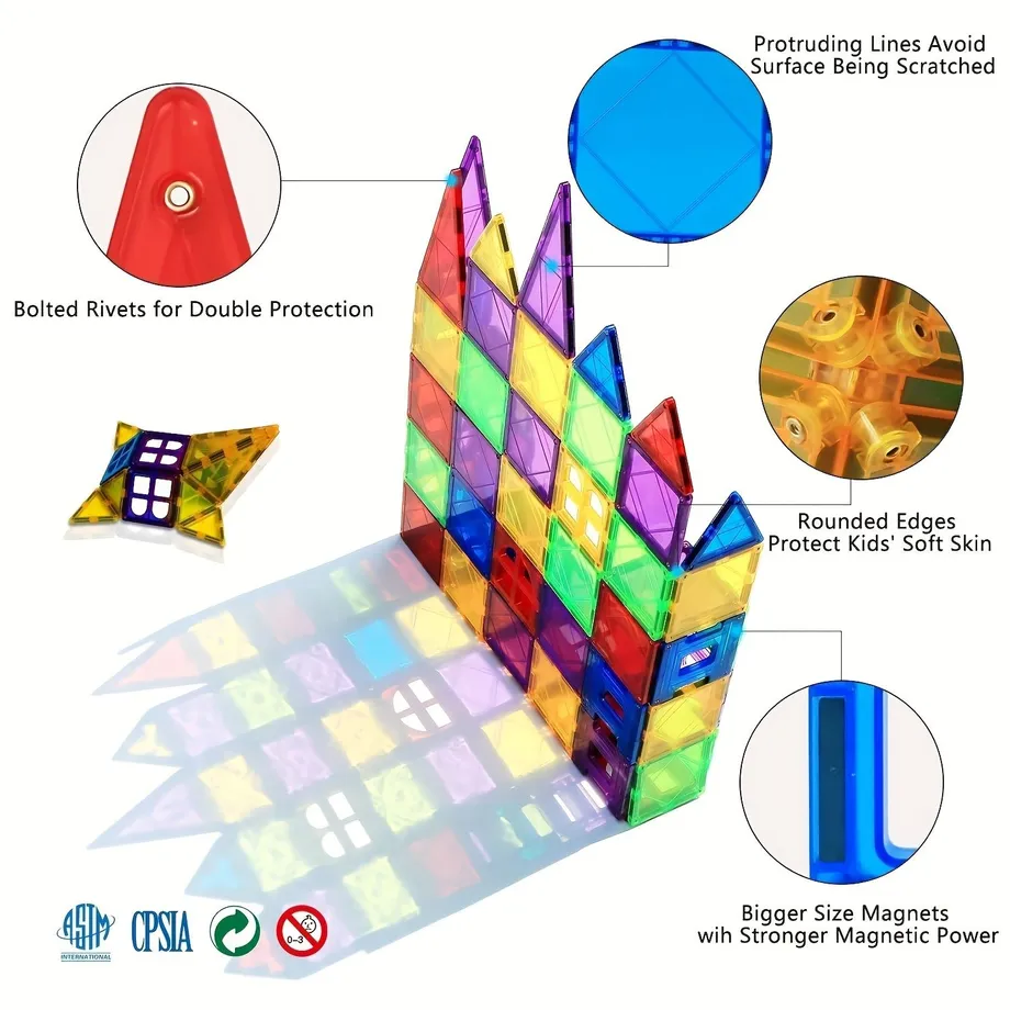 3D Stavebnice z Průhledných Magnetických Dlaždic, Nekonečná Kreativita, Rozvíjející Hračka, Vánoční Dárek pro Děti