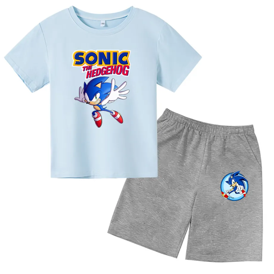 Sportovní dětská souprava s potiskem ježka Sonic - šortky + tričko