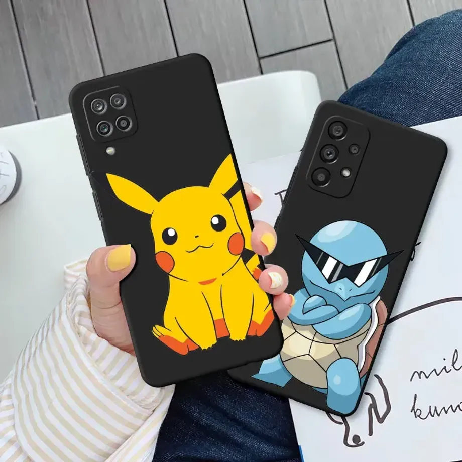 Trendy silikonový černý kryt s motivy oblíbených Pokémon pro telefony Samsung