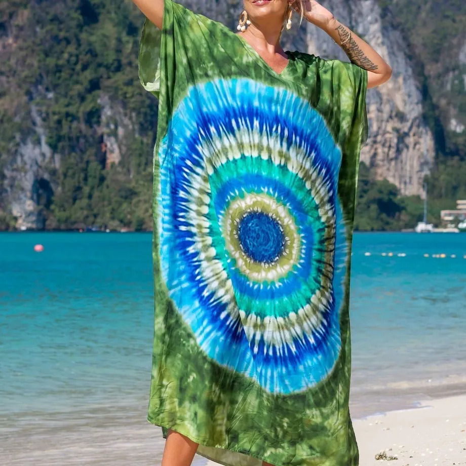 Nové bavlněné polohování Etnický vítr tisk Beach Cover-ups