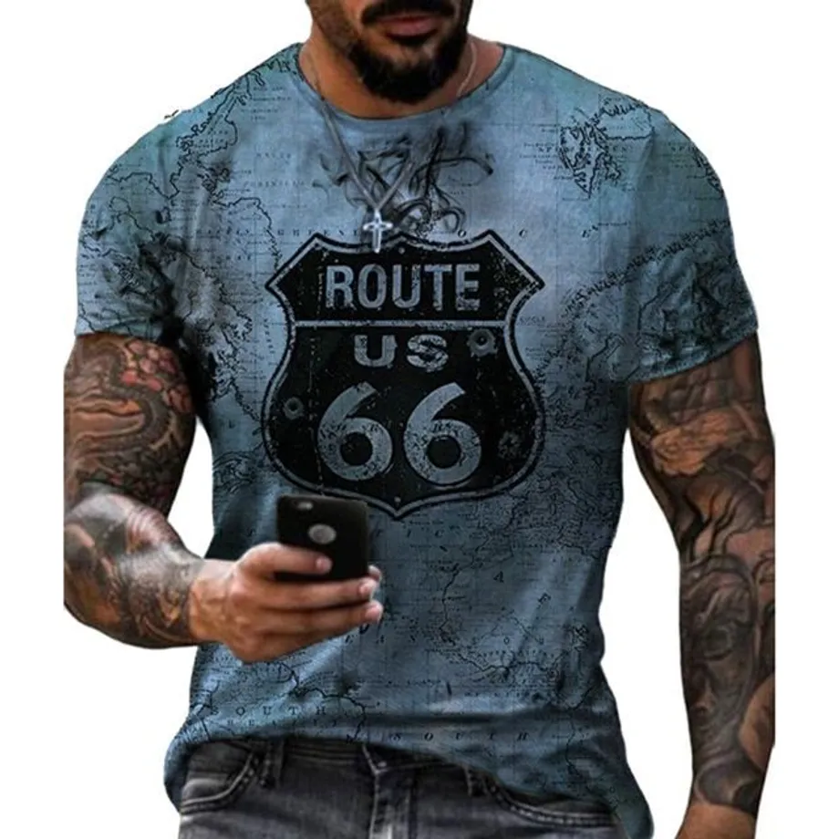 Pánské tričko s krátkým rukávem a potiskem - Route 66