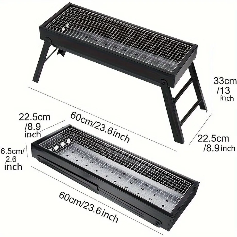 Skládací gril na dřevěné uhlí a dřevo - přenosný gril na BBQ a camping