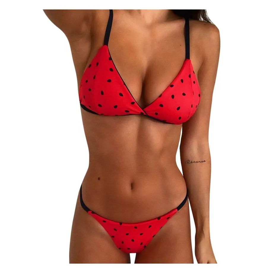 Červené bikiny Biquinis Feminino 2021, brazilské dámské bikiny, plavky, tílko, plavky, plavky, plážové plavky