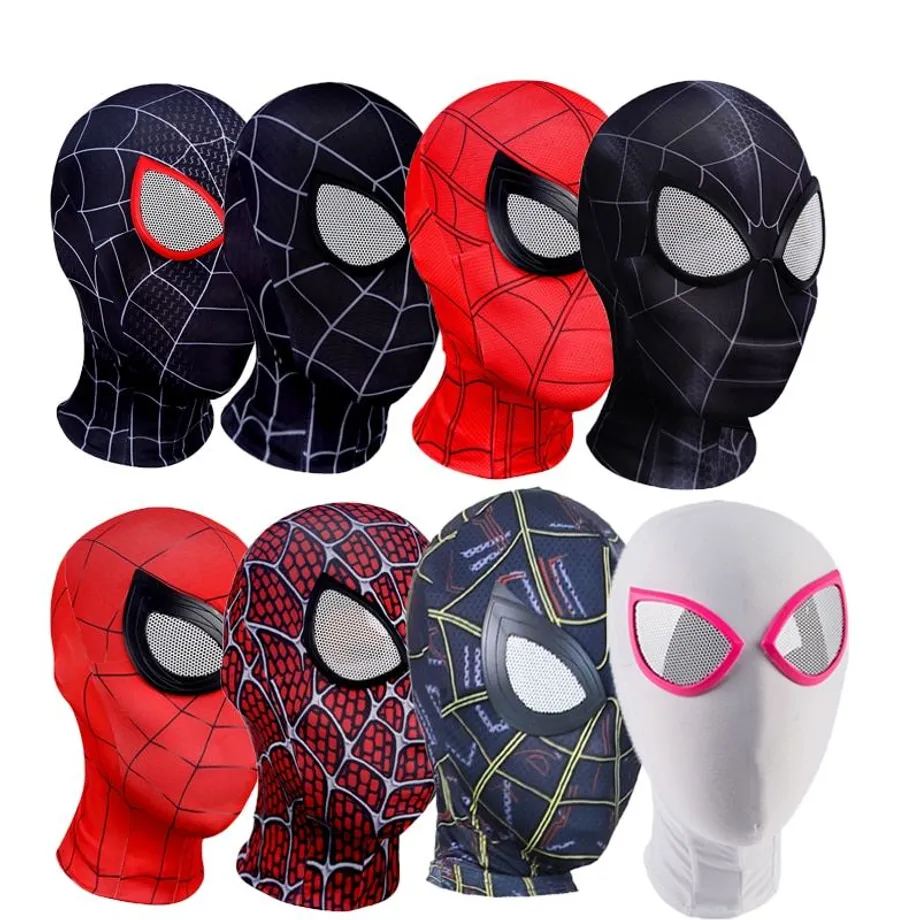 Moderní halloweenská část kostýmu - návlek na hlavu - Spiderman