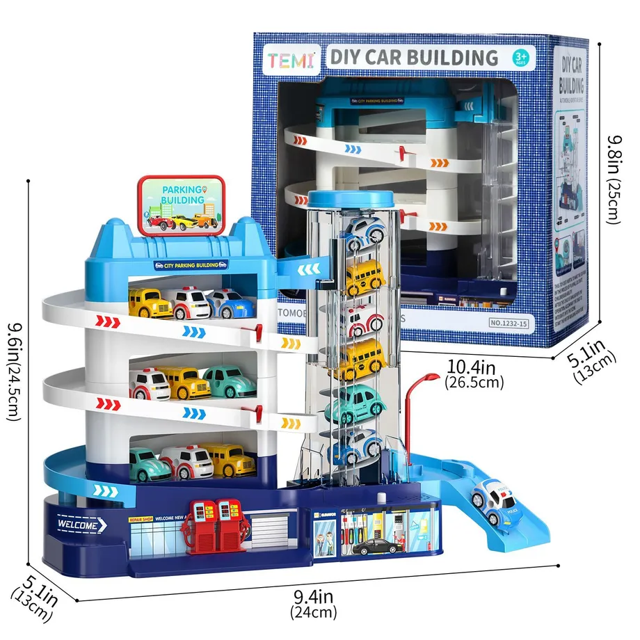 4patrová garážová stavebnice parkoviště - Dokonalý dárek pro batolata, chlapce a dívky