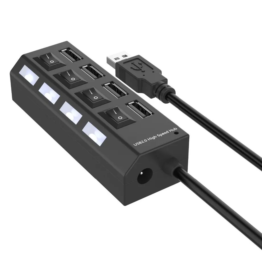 USB 4 portový HUB s vypínačem - 2 barvy