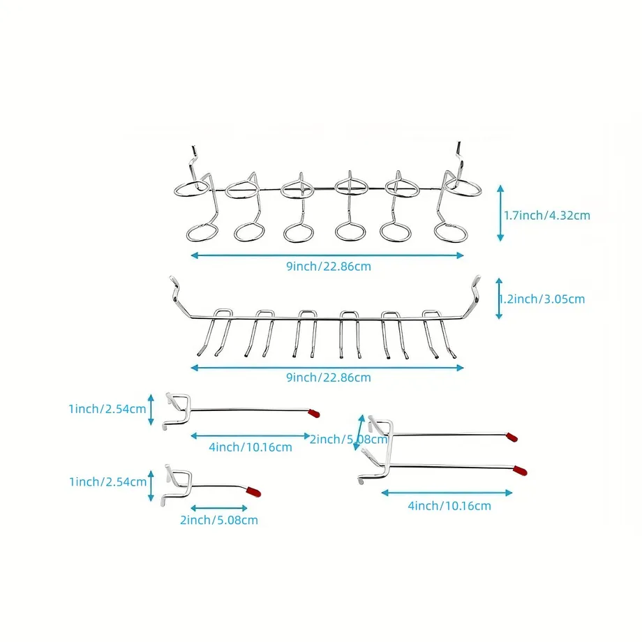 Sada háčků na perforovanou desku | Organizér na pegboard | Sada úložných doplňků | Pro domácnost, garáž