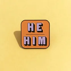 On/Him Pronouns Enamel Pin Odznak špendlíků do klopy - modrá / oranžová