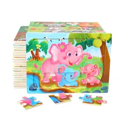 Dětské roztomilé dřevěné puzzle se zvířátky