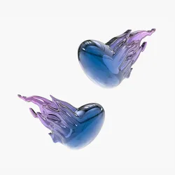 Náušnice s klipsem Gradient Blue Flame Heart