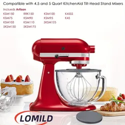 Skleněná míchací mísa, 5 litrů, kompatibilní s mixéry KitchenAid 4,5 a 5 litrů s naklápěcí hlavou (s víkem)