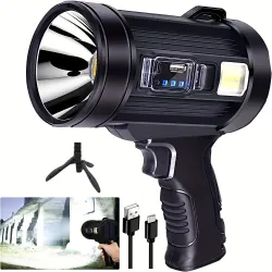 Ultra Svítivý Nabíjecí Reflektor 200 000 Lumenů s Stojanem, 3 Režimy + 4 Barevné Filtry, LED Outdoor + USB Kabel