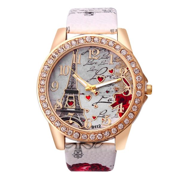 Dámské hodinky s koženým páskem Paris