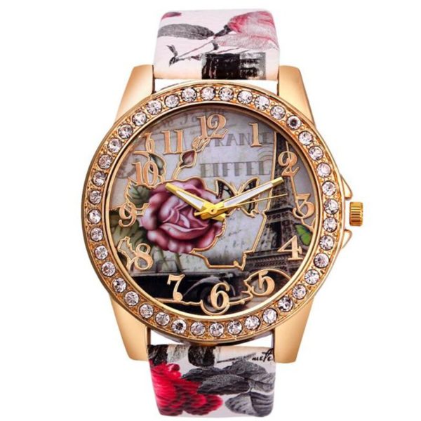 Dámské hodinky s koženým páskem Rose