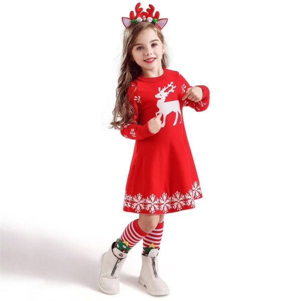 Dětské stylové vánoční šaty Deer