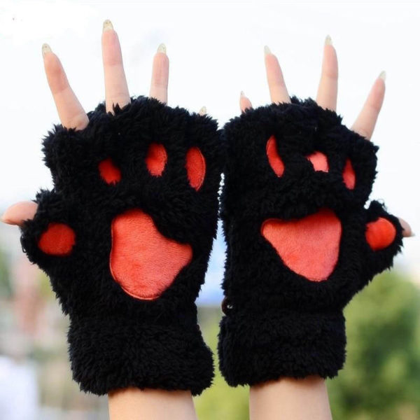 Dámské teplé rukavice ve tvaru tlapek