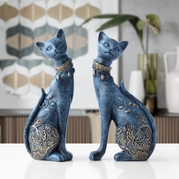 Domácí dekorace - kočičí figurky z pryskyřice