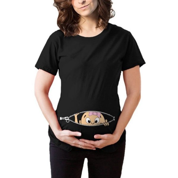 Vtipné těhotenské triko se zipem
